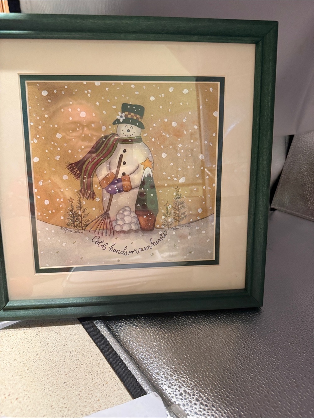 “Warm Heart” Framed Snowman Winter Scene